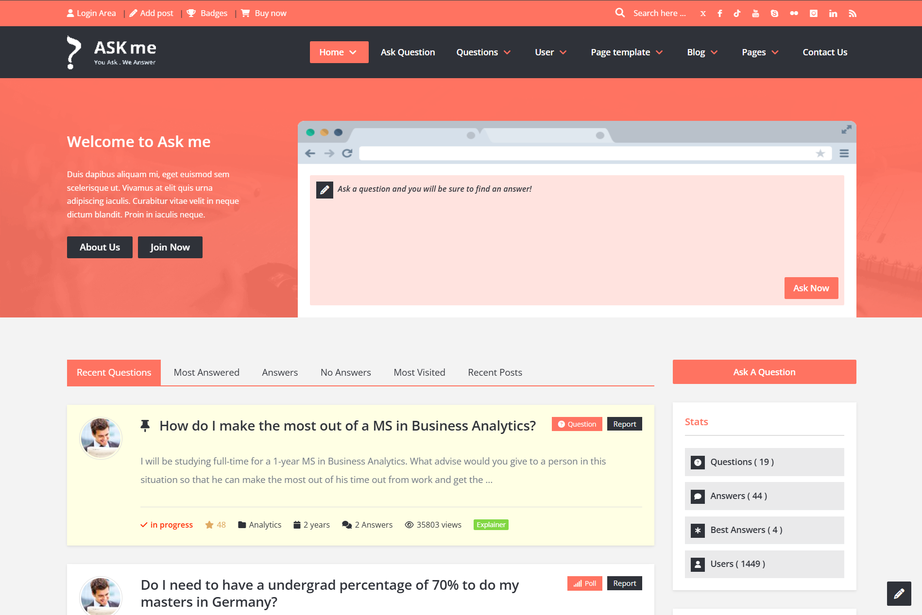 Ask Me – Soru Cevap Teması